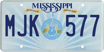 MS license plate MJK577