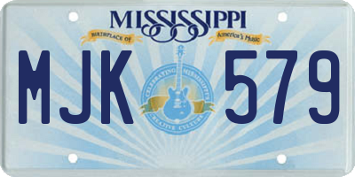 MS license plate MJK579