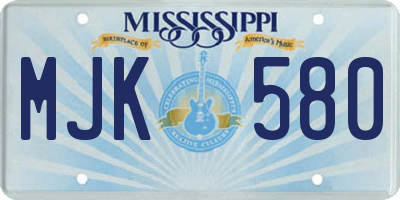 MS license plate MJK580