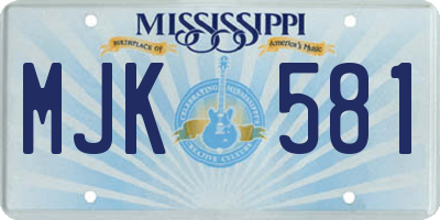 MS license plate MJK581