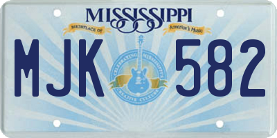 MS license plate MJK582
