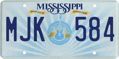MS license plate MJK584