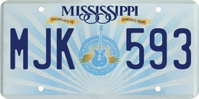 MS license plate MJK593