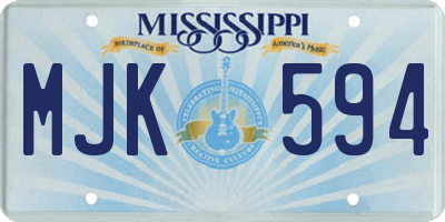 MS license plate MJK594