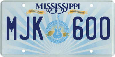 MS license plate MJK600
