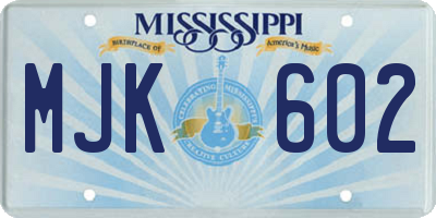 MS license plate MJK602