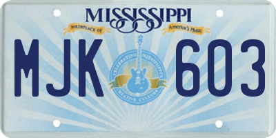 MS license plate MJK603