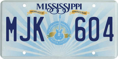 MS license plate MJK604