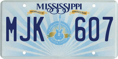 MS license plate MJK607