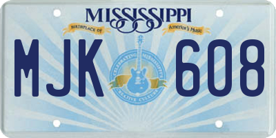 MS license plate MJK608