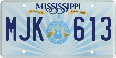 MS license plate MJK613