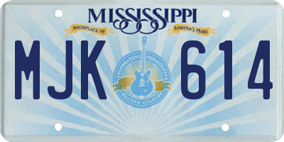MS license plate MJK614