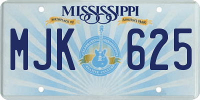 MS license plate MJK625