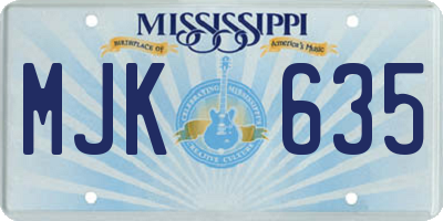 MS license plate MJK635