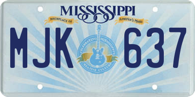 MS license plate MJK637