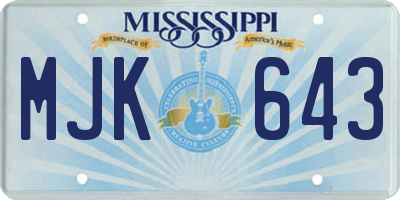 MS license plate MJK643
