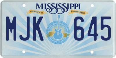 MS license plate MJK645