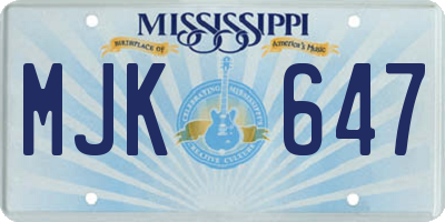 MS license plate MJK647