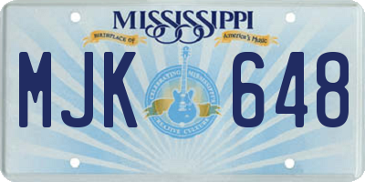 MS license plate MJK648