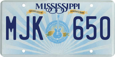 MS license plate MJK650