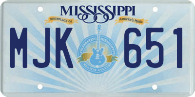 MS license plate MJK651