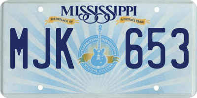 MS license plate MJK653