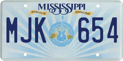 MS license plate MJK654
