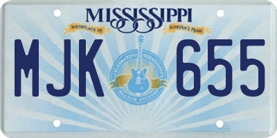 MS license plate MJK655