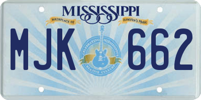 MS license plate MJK662