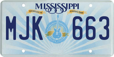 MS license plate MJK663