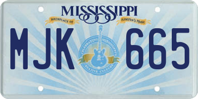 MS license plate MJK665