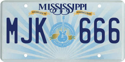 MS license plate MJK666