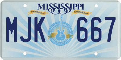 MS license plate MJK667