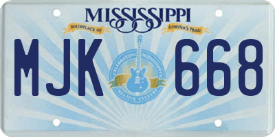 MS license plate MJK668
