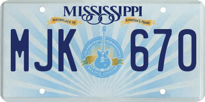 MS license plate MJK670