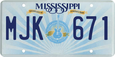 MS license plate MJK671