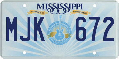 MS license plate MJK672