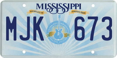MS license plate MJK673