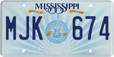 MS license plate MJK674