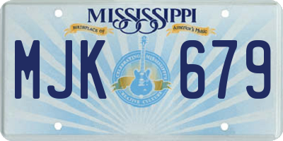 MS license plate MJK679