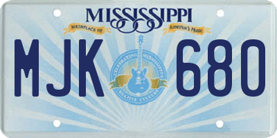 MS license plate MJK680