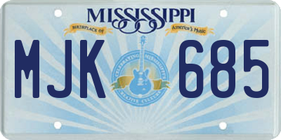 MS license plate MJK685