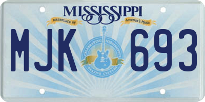 MS license plate MJK693