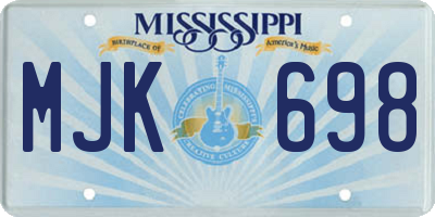 MS license plate MJK698