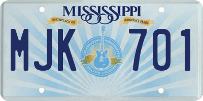 MS license plate MJK701