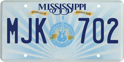 MS license plate MJK702
