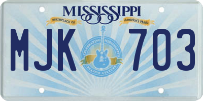 MS license plate MJK703