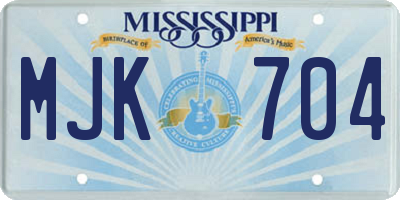 MS license plate MJK704