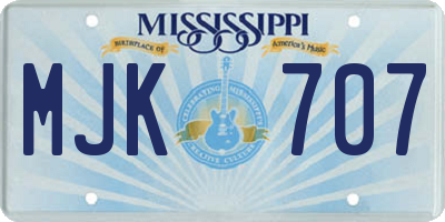 MS license plate MJK707