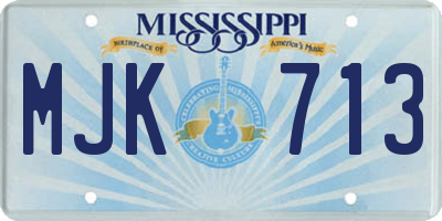 MS license plate MJK713